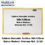 Tablero Borrable Acrílico 80x120cm Marco Madera - Artecma Ref. 2126