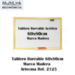Tablero Borrable Acrílico 60 x 80cm Marco Madera - Artecma Ref. 2125